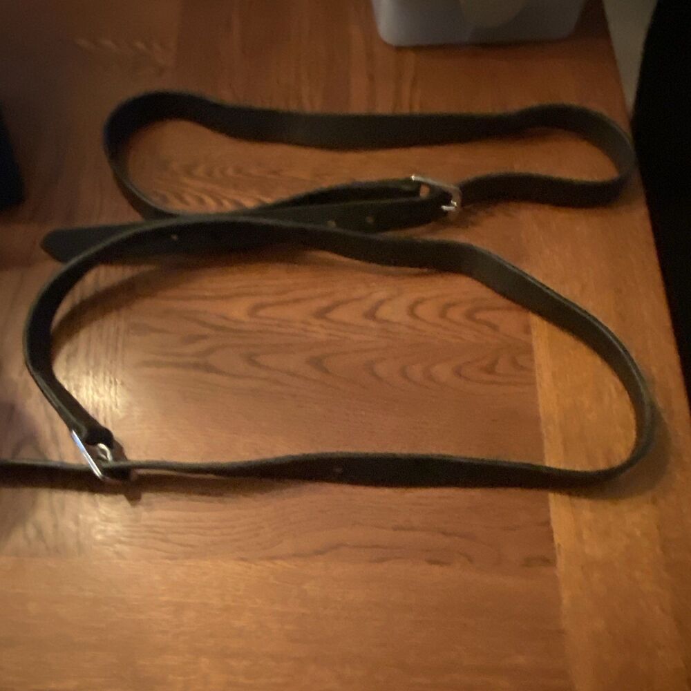 2- Men’s Black Dress Belts Adjustable 1" Buckle- No Size Indicated, Measures 55"
